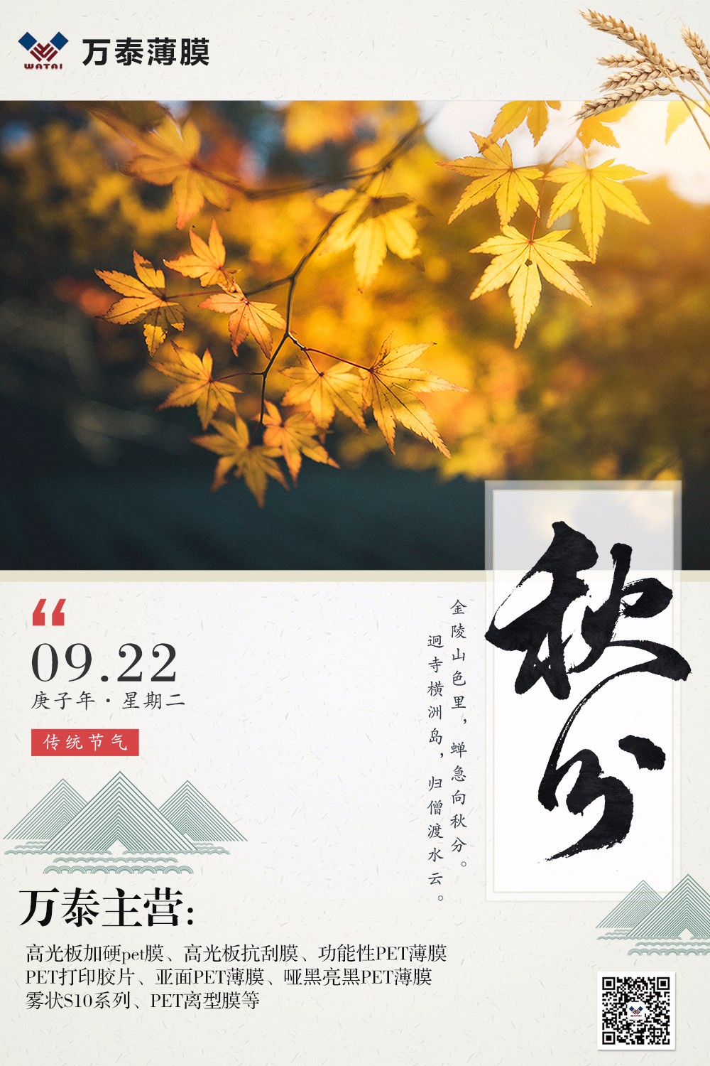 秋分：云淡風清揚，秋色可分長！